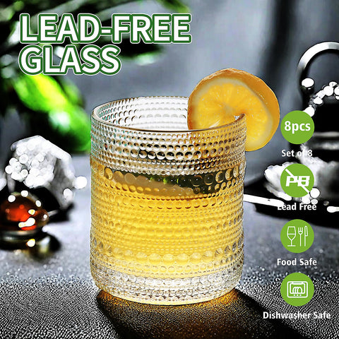 Lumkit vintage hobnail highball 12oz glass ideal for refreshing drinks.