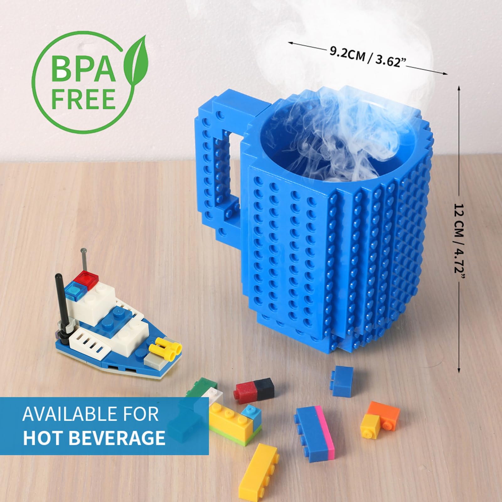 Lumsburry Build-on Brick mug blue color enhances desk aesthetics