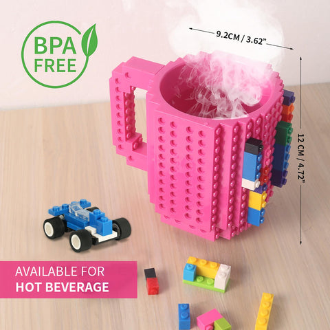 Lumsburry Build-on Brick Mug easy grip while adding or removing blocks.