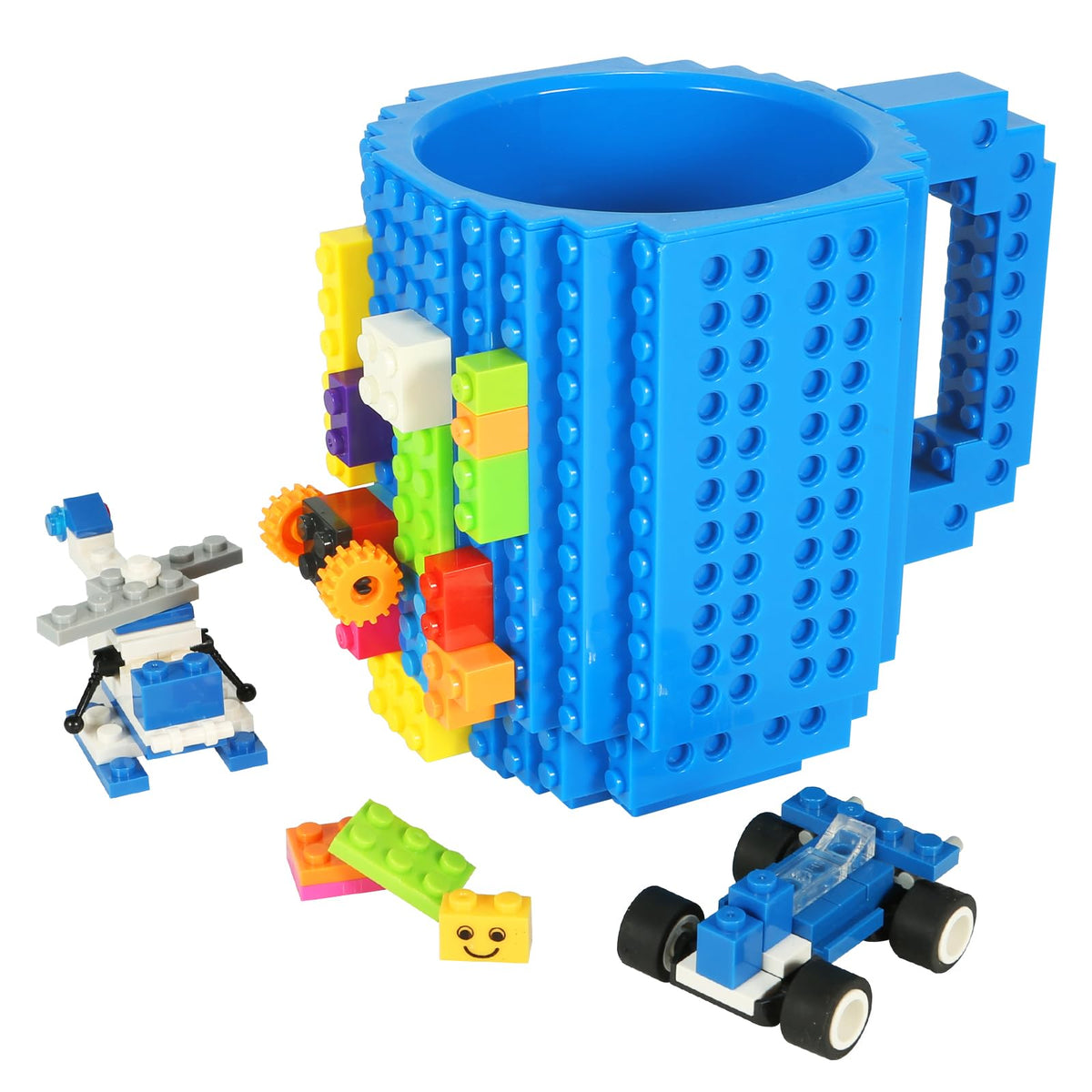 Lumsburry Build-on Brick mug side view for creative customization during coffee
