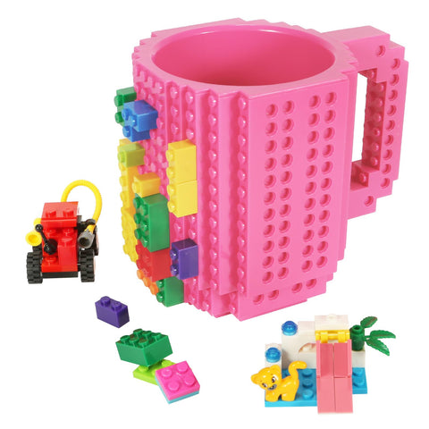 Lumsburry Build-on Brick Mug with side blocks for creative customization during coffee.