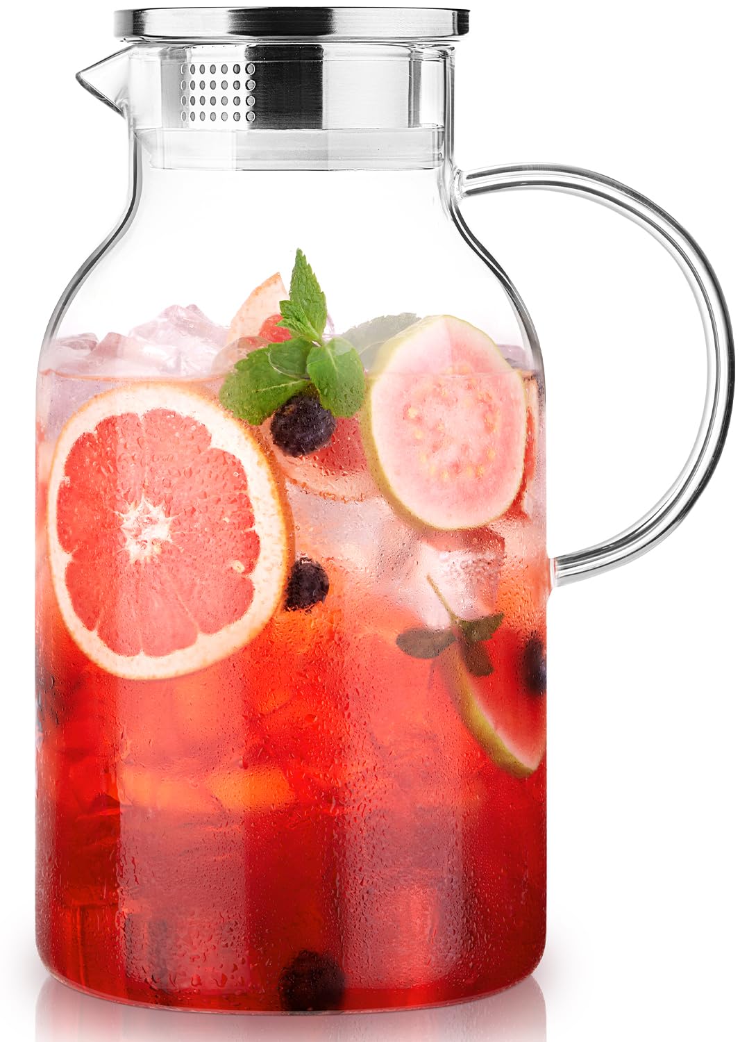 Luna Manta 1-gallon glass pitcher with pour spout for easy serving.