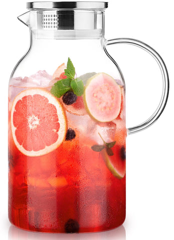 Luna Manta 1-gallon glass pitcher with pour spout for easy serving.