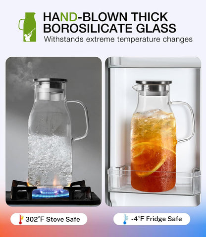LUNA & MANTHA borosilicate glass jug highlights thick, durable glass.