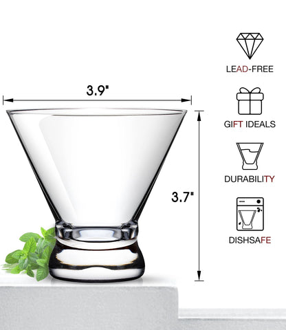 Luna Manta classic crystal martini glass with modern stemless silhouette