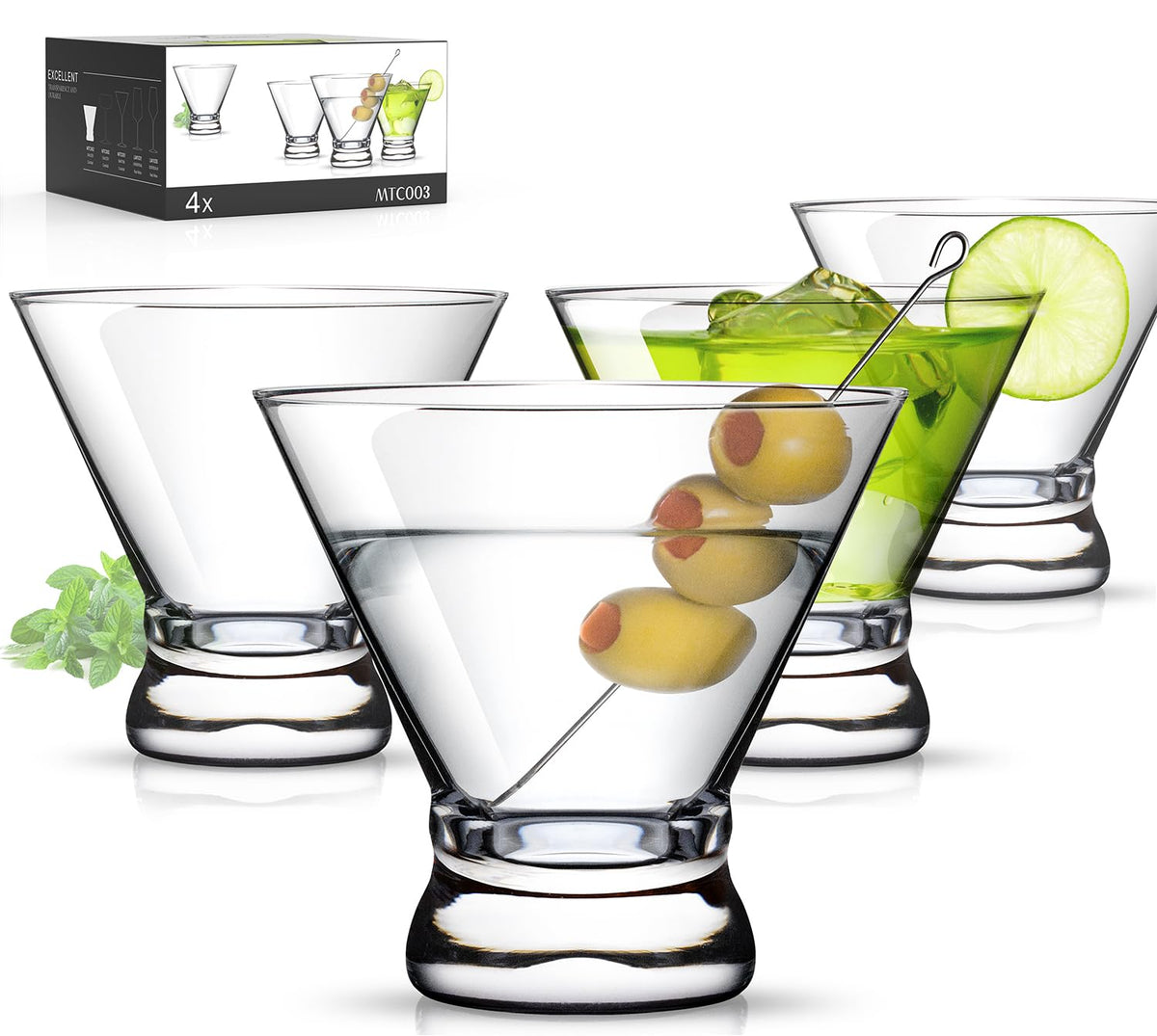 Luna Manta stemless martini glasses set of four for elegant entertaining