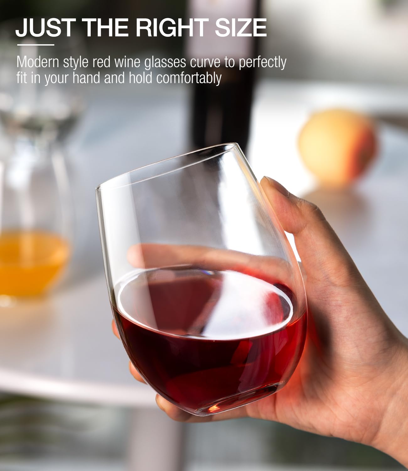 LUNA & MANTHA stemless wine glasses 18oz ideal for red and white wine