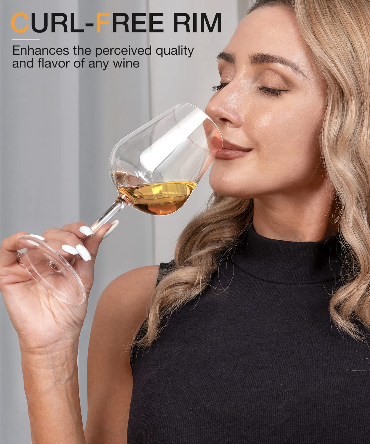 Luna Manta stemmed wine glasses offer delicate touch for refined tasting.