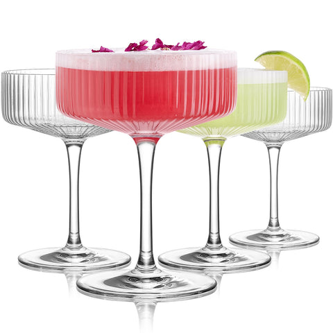 Luna & Mantha four-piece coupe set with vintage ribbing for stylish entertaining.