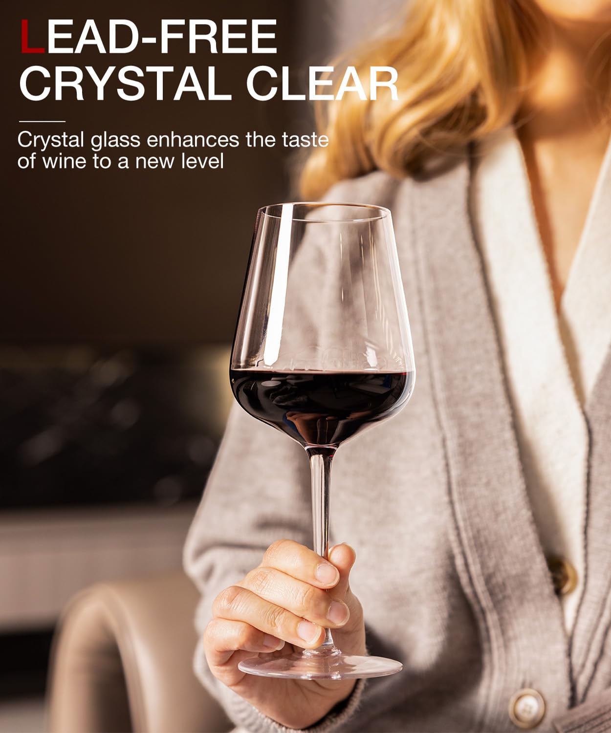 Luna Mantha hand-blown stemmed wine glasses offer delicate balance and elegance