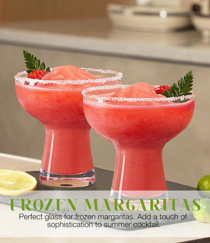 Luna & Mantha glasses with salted rim compatibility for stylish garnishes.
