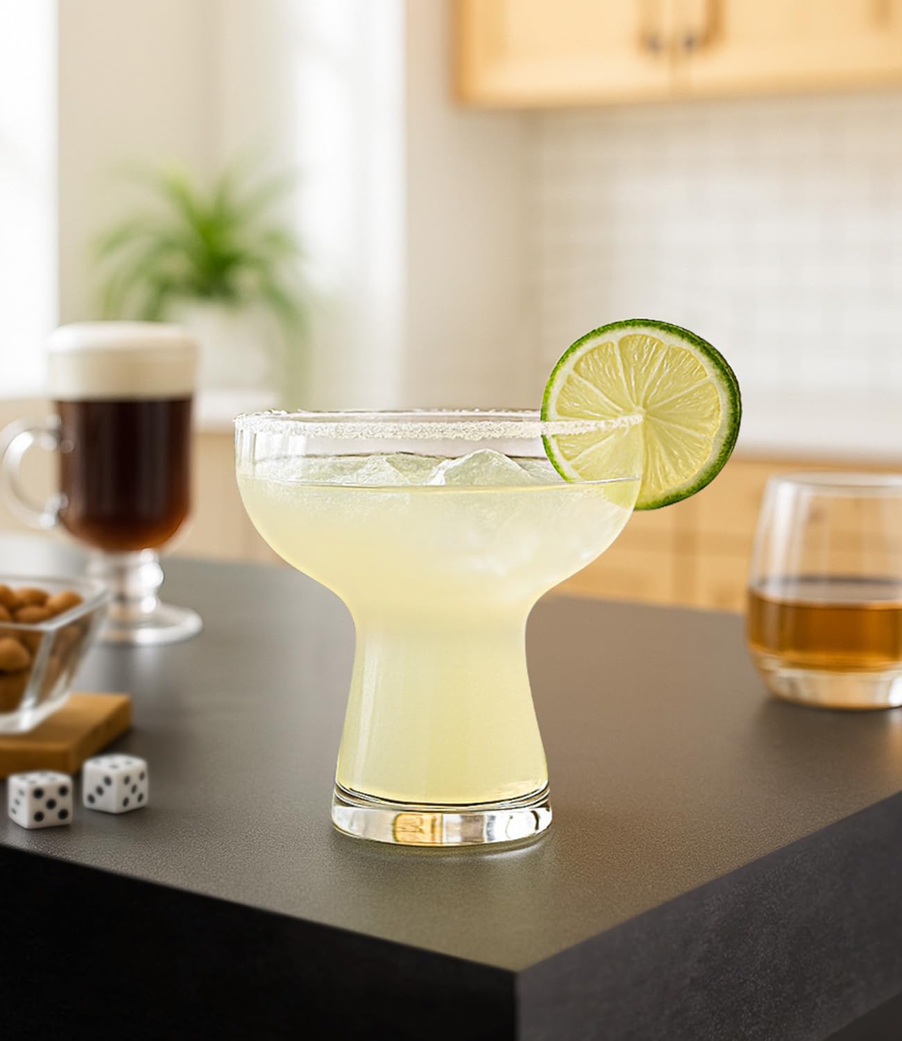 Luna & Mantha stemless design promoting stable dining and entertaining.