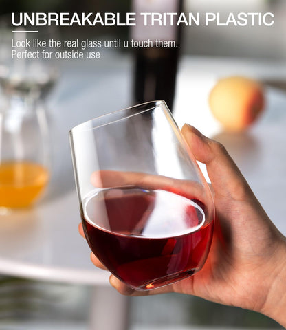 LUNA & MANTHA Tritan poolside wine glasses, durable and safe for outdoor use.
