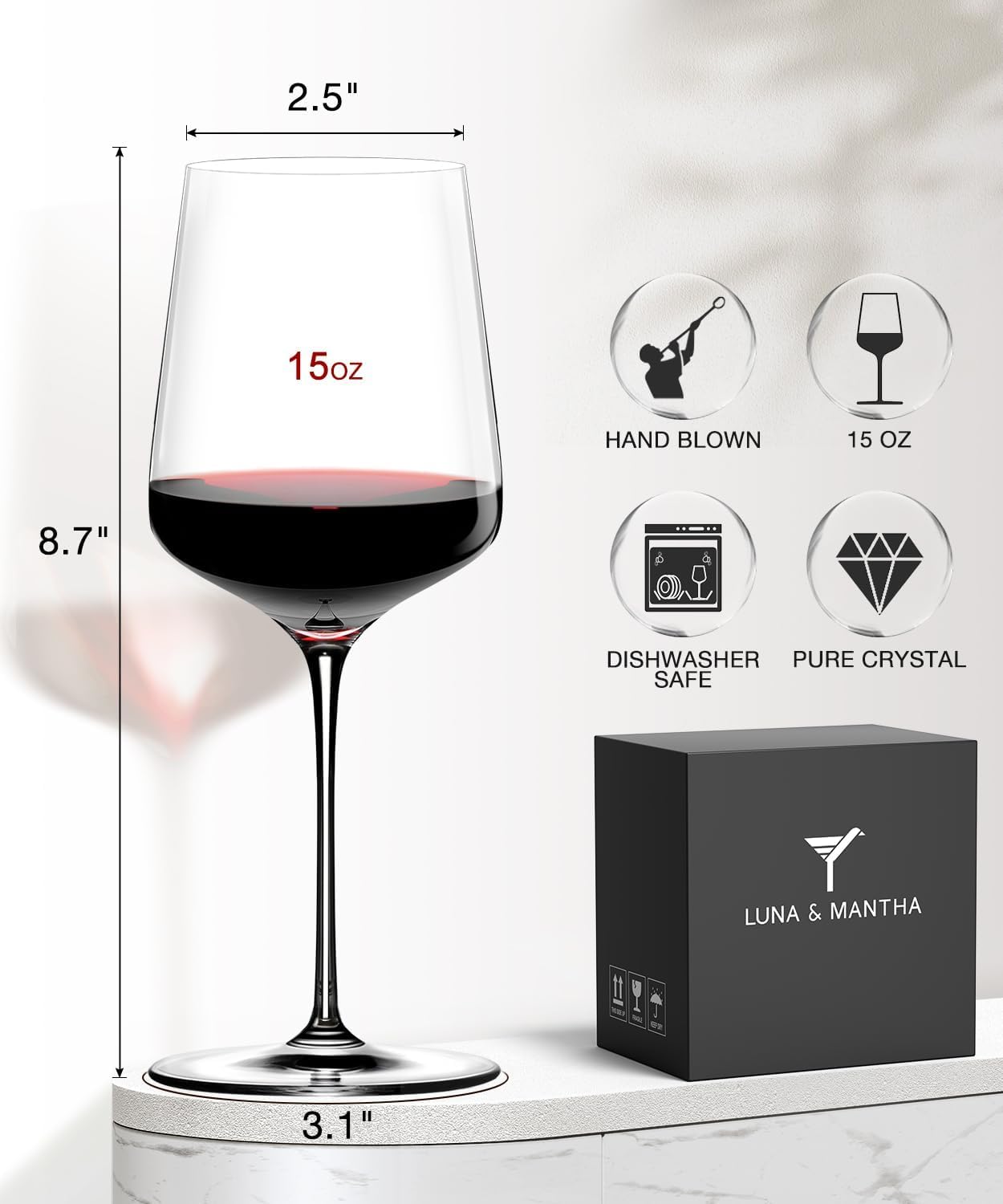 LUNA & MANTHA modern gift box packaging suggests a thoughtful present.