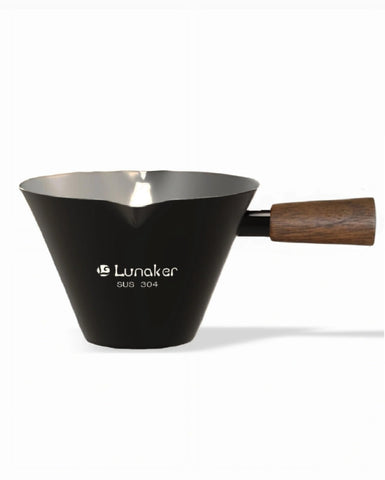 Lunaker espresso cups with wooden handle offer precise 4oz double-shot servings.