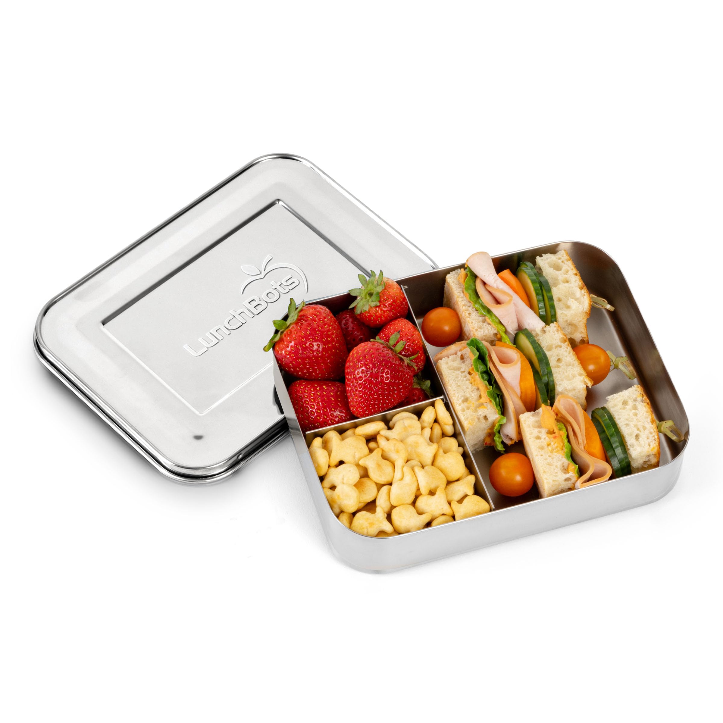 LunchBots Large Trio bento compartments neatly separated for variety.