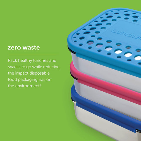 LunchBots Large Trio color dot covers add playful identification.