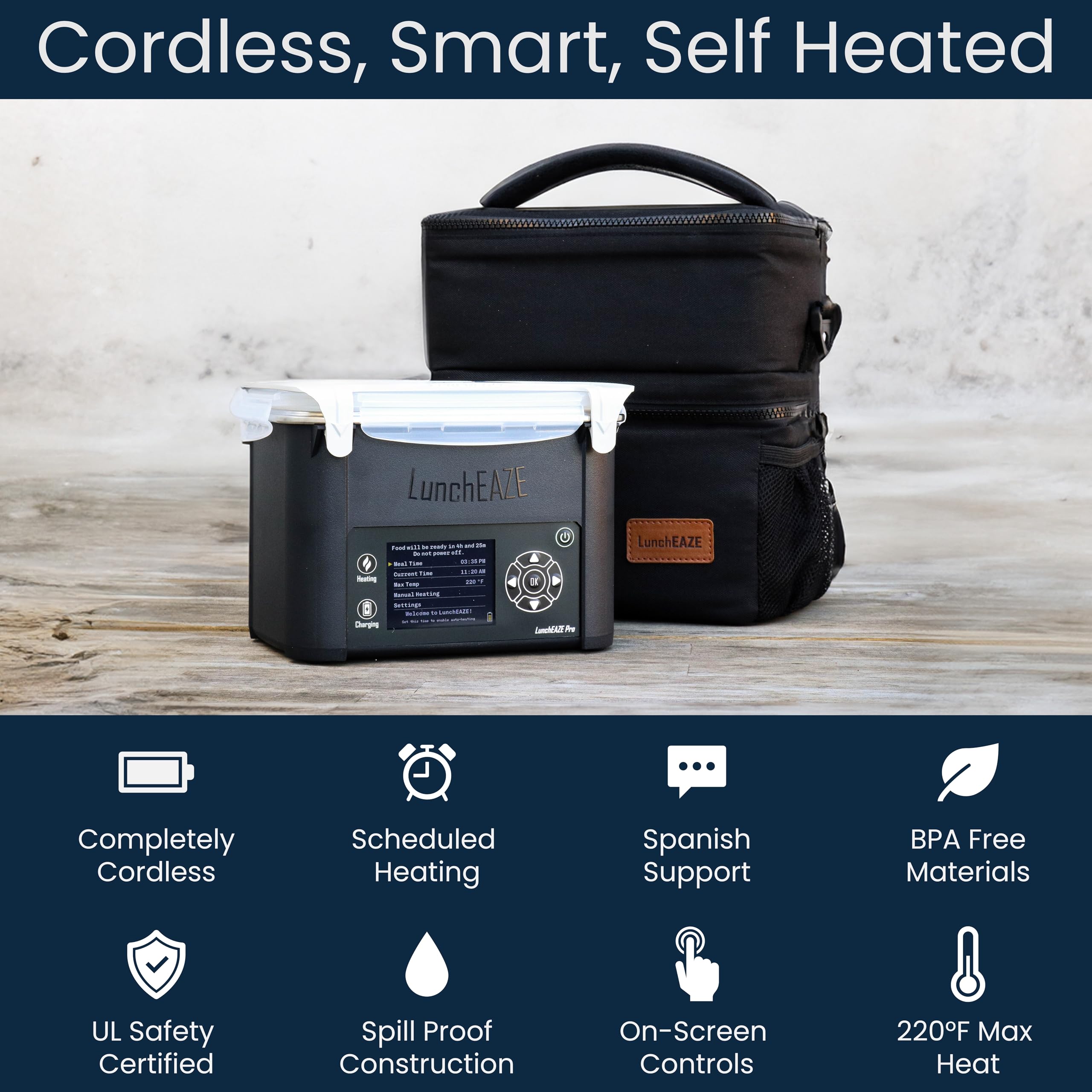LunchEAZE Pro scheduled-heating display lets you set mealtime warmth precisely