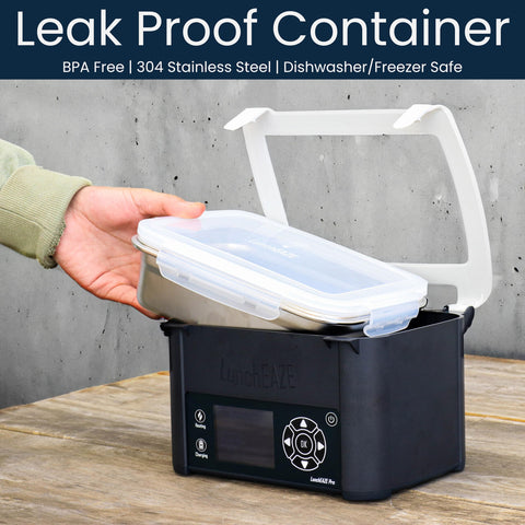 LunchEAZE Pro sealed-container showcases a food-grade stainless steel design for safety