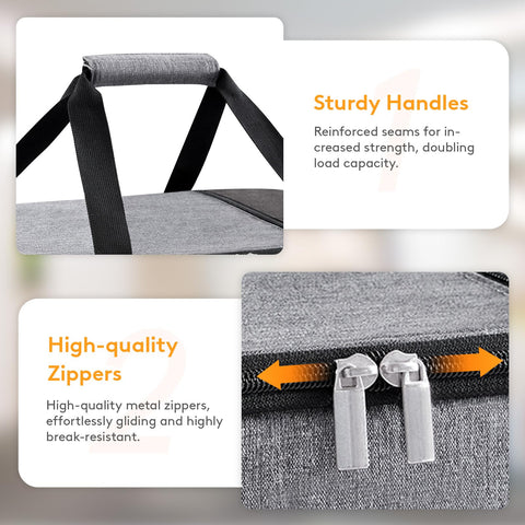 LUNCIA carry handles view; padded velcro for comfortable transport.