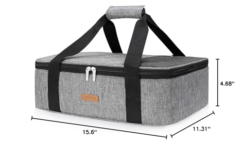 LUNCIA casserole carrier in use at a picnic setting.