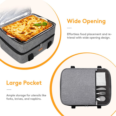 LUNCIA large exterior pocket keeps utensils and napkins within reach