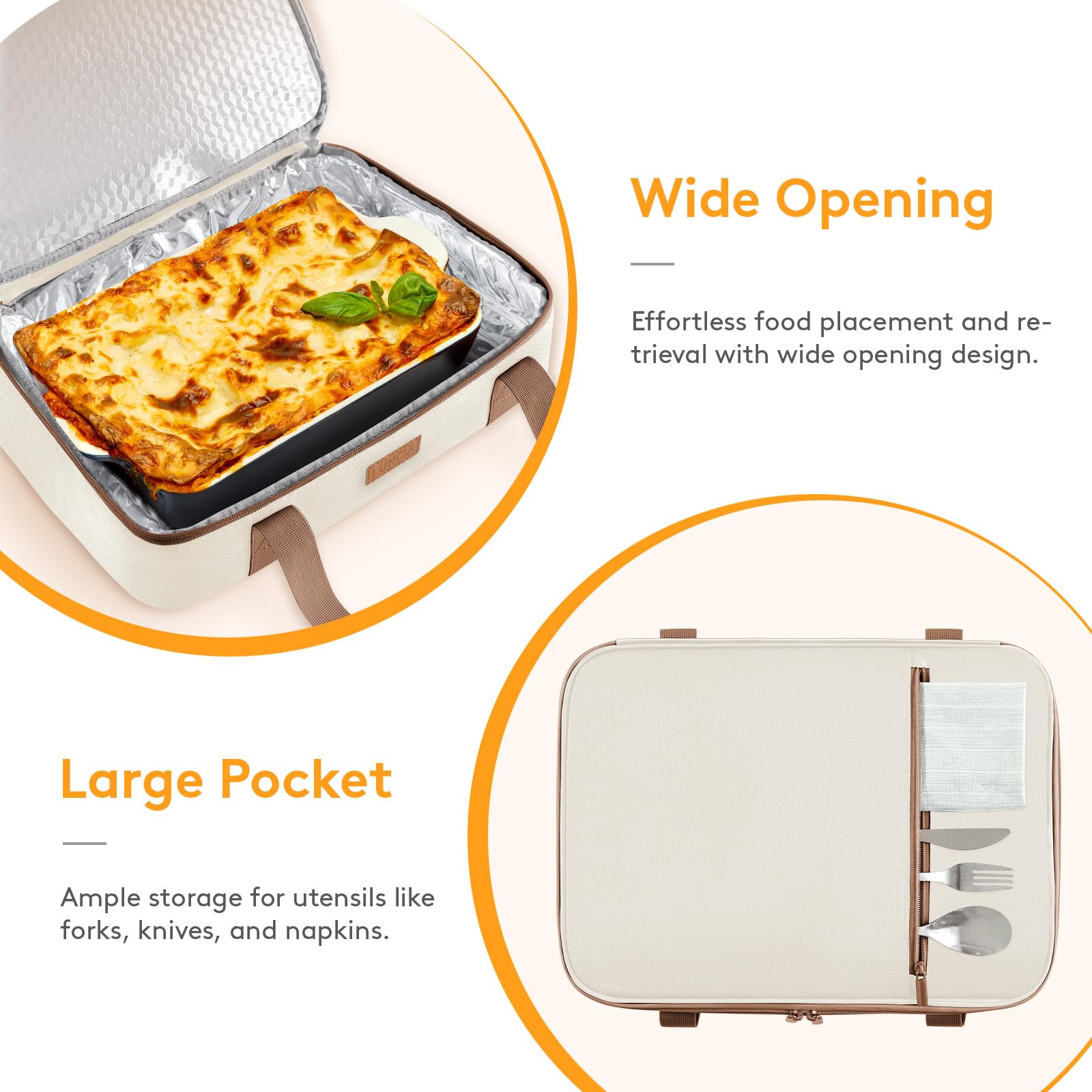 LUNCIA padded Velcro handles simplify carrying to picnics and cookouts