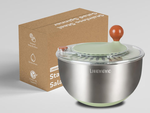 Lunememo 5-3 quart stainless bowl supports large batch prep.