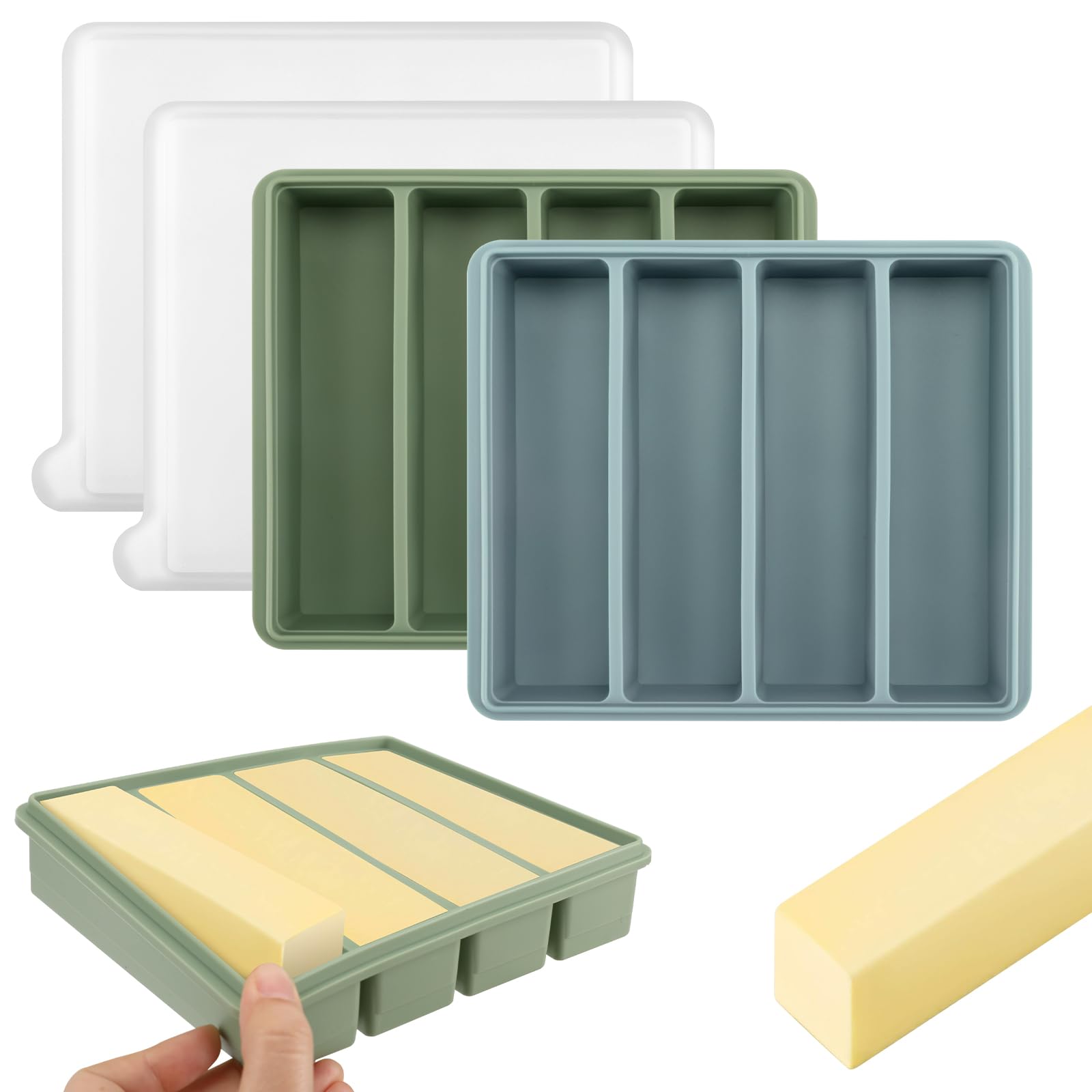 LUOFUAWEI silicone butter mold with lid in a two-pack for precise portions.