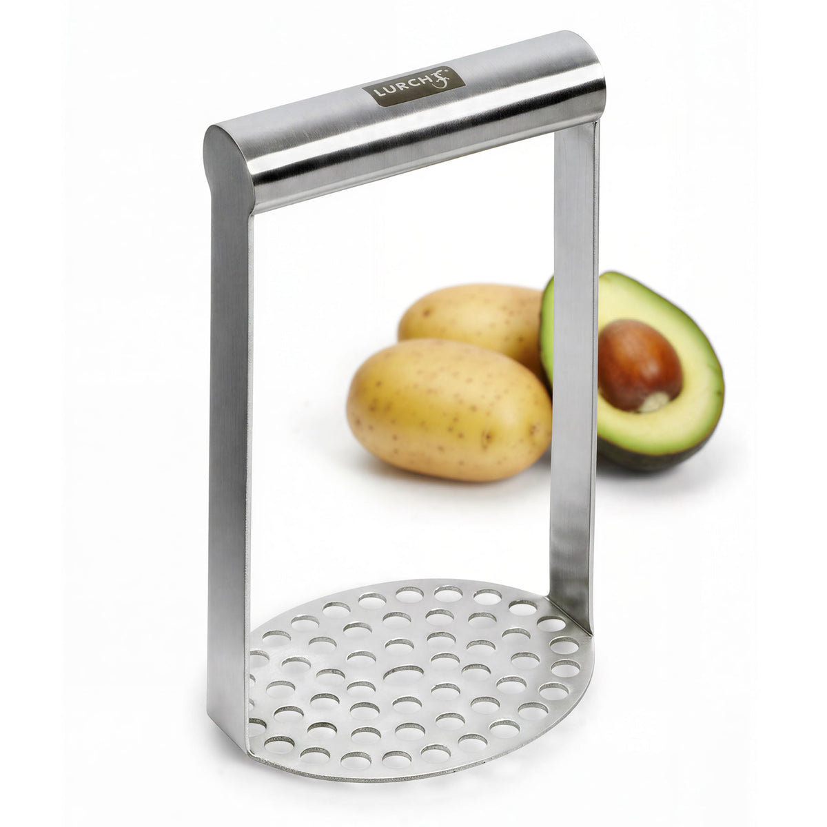 LURCH Germany heavy-duty potato masher with horizontal handle for quick, even mashing