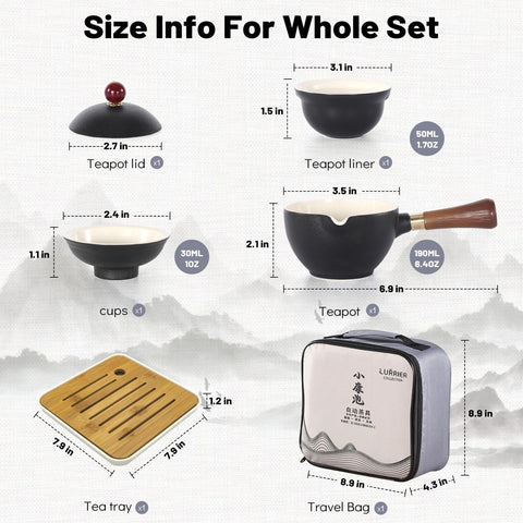 LURRIER porcelain gongfu set with built-in infuser for clean pours