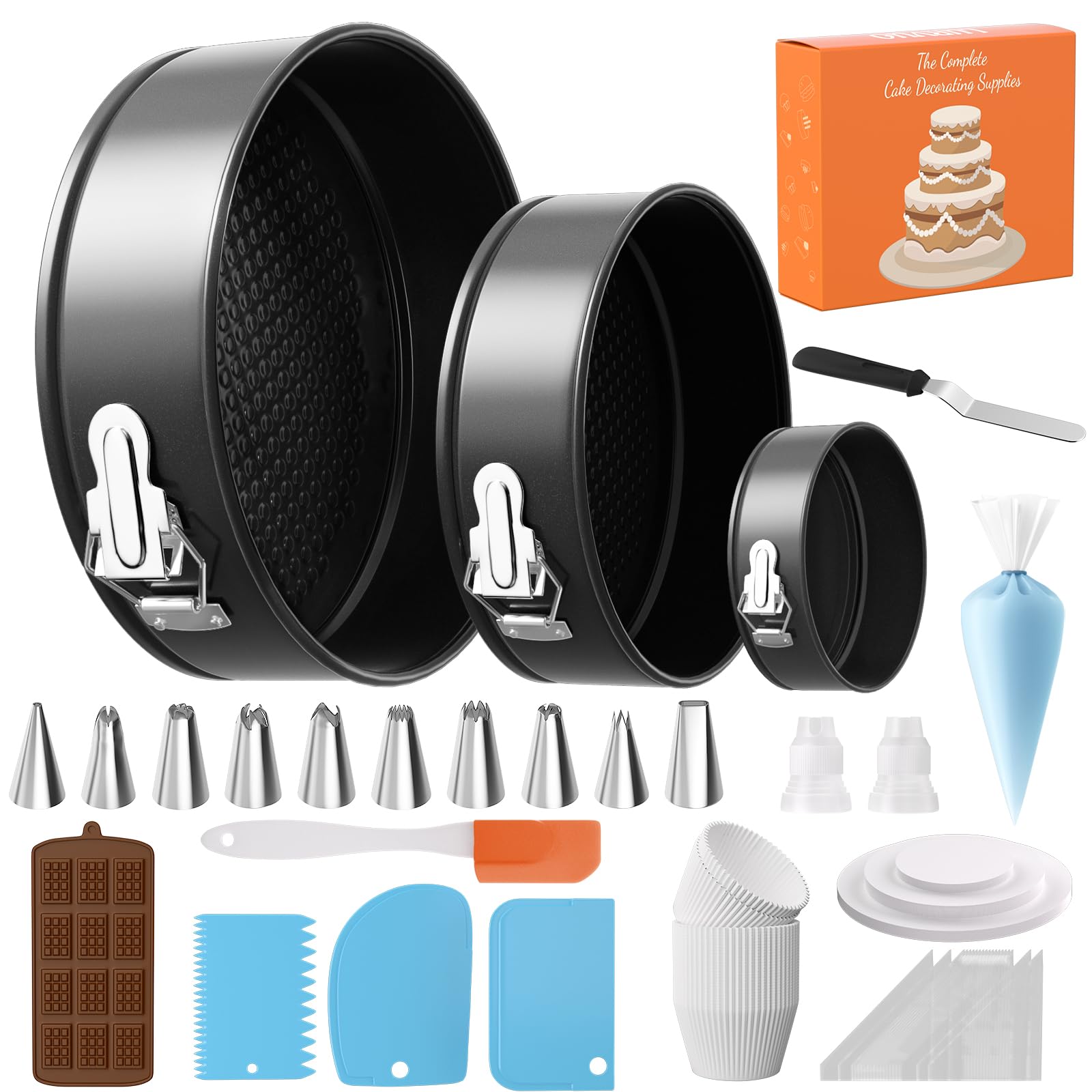 LURVUO springform pan set in multiple sizes for easy unmolding and versatile baking.