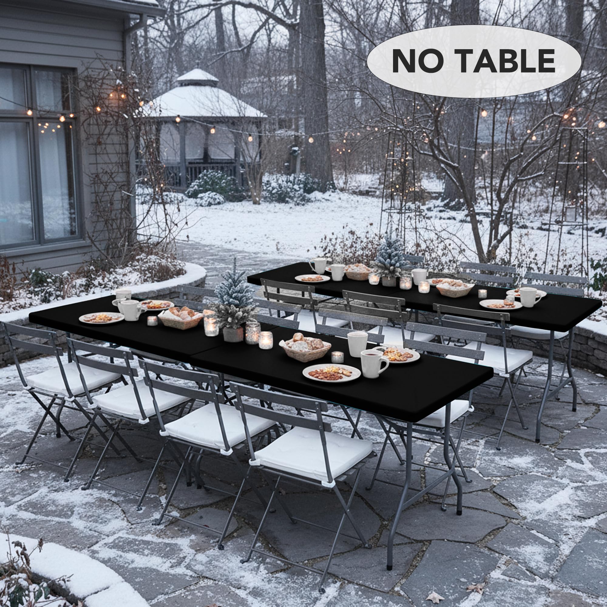 Flannel backing provides grip to prevent slipping on outdoor tables.