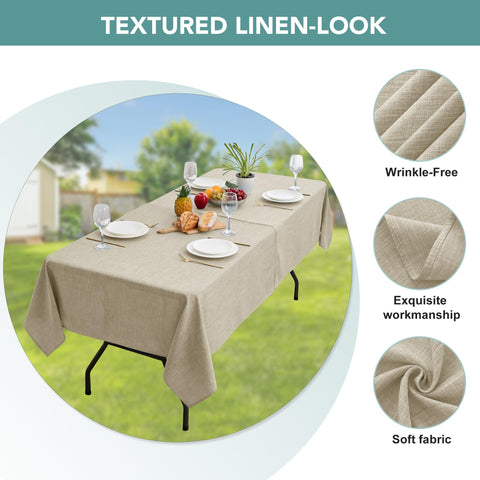 LUSHVIDA 60x84 rectangular tablecloth fits standard outdoor tables.