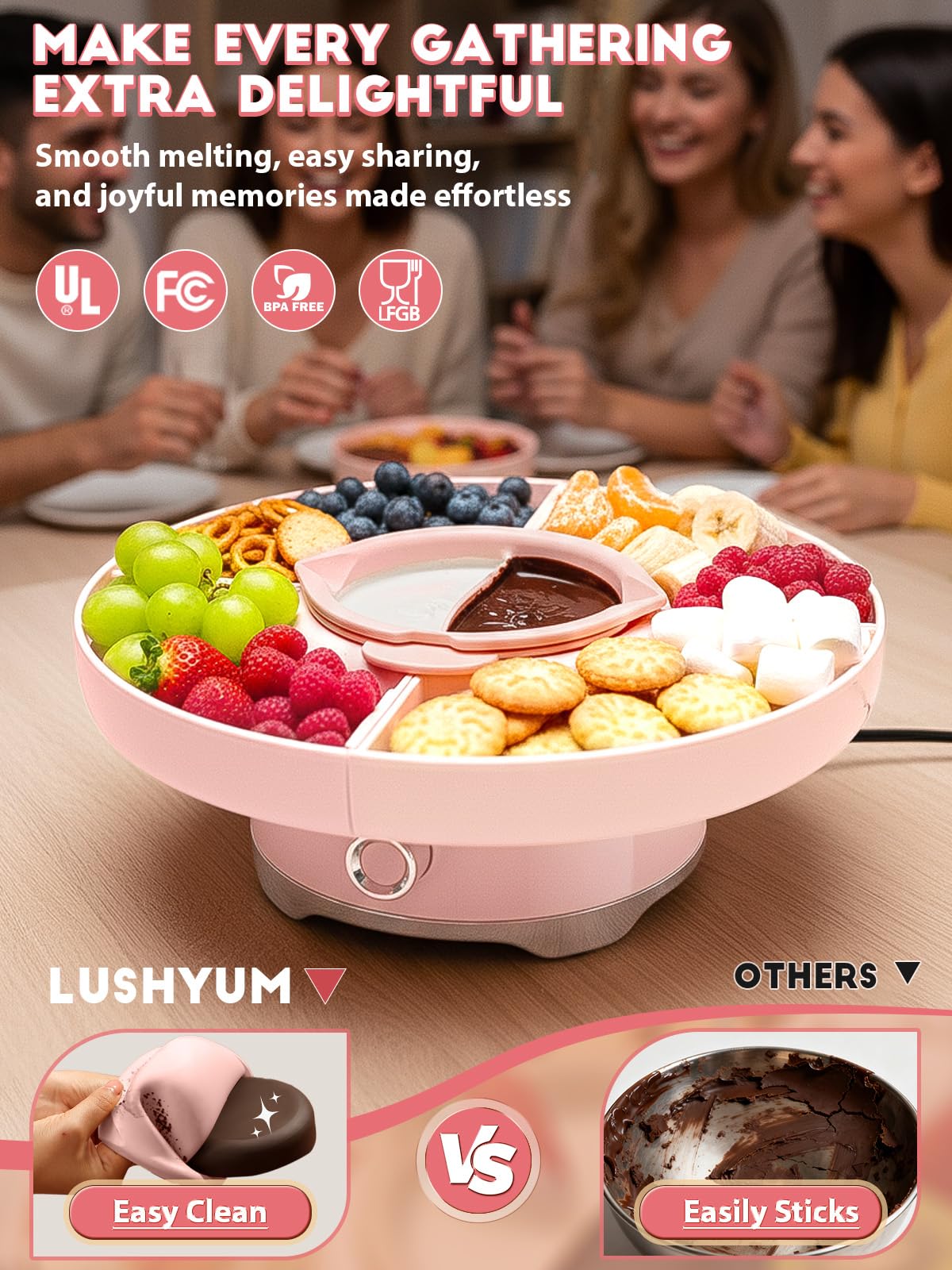 LUSHYUM 4-tray design keeps food organized and accessible.