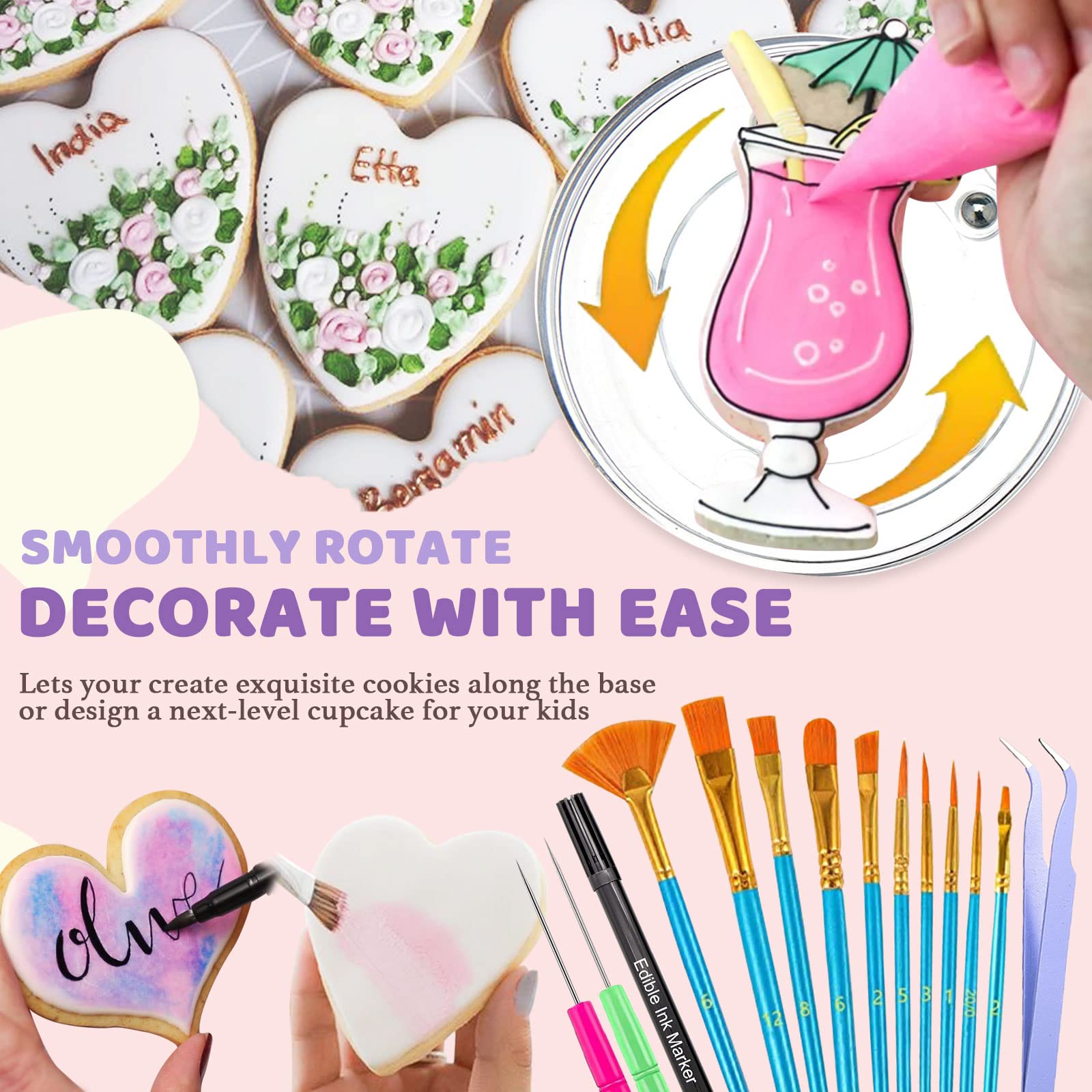LUSHYUM decoration brushes and scribes help create varied icing patterns