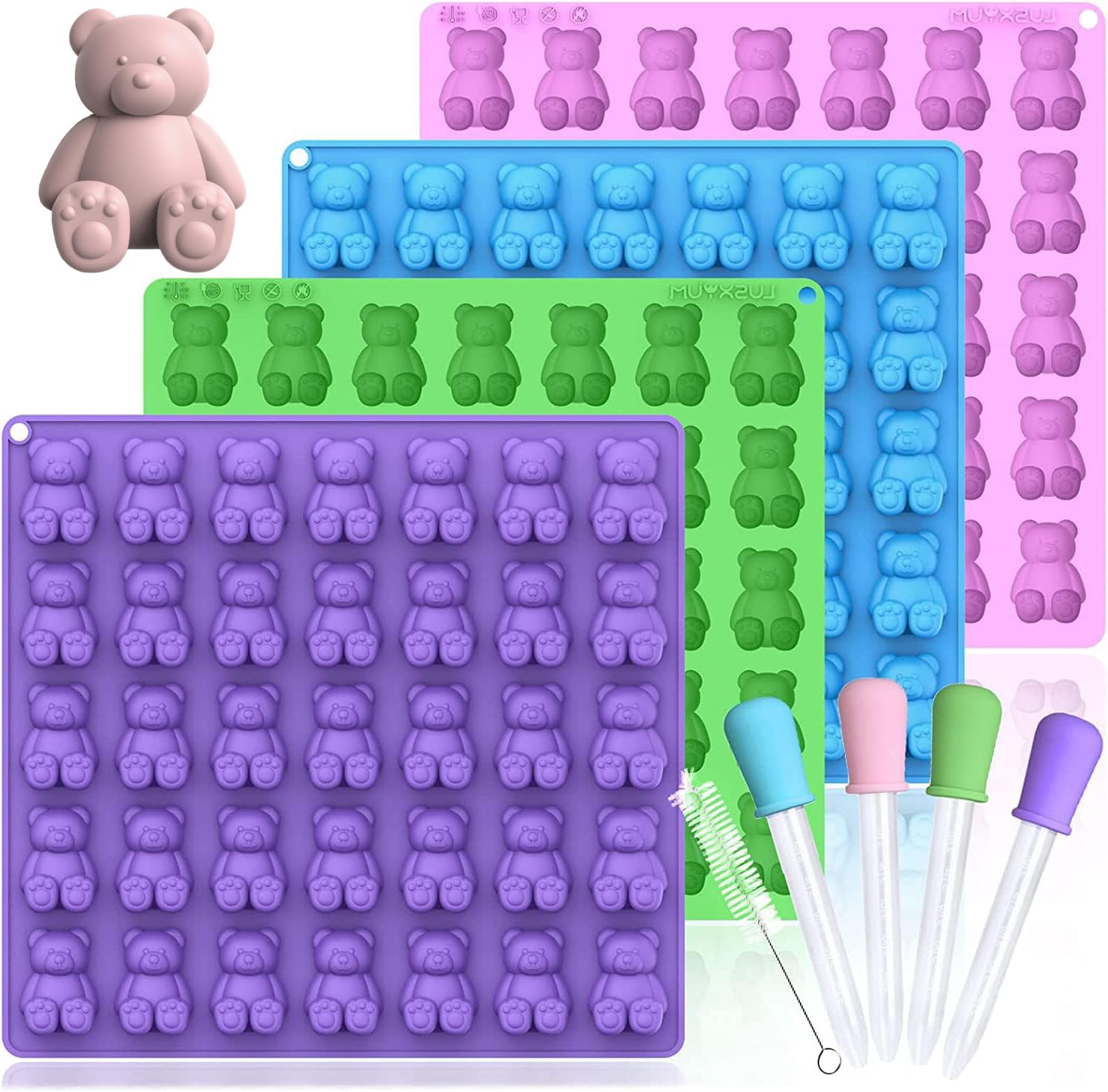 LUSHYUM large gummy bear mold with 5ml bears for tasty homemade gummies.