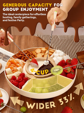 LUSHYUM rotating tray enables easy self-service at parties.