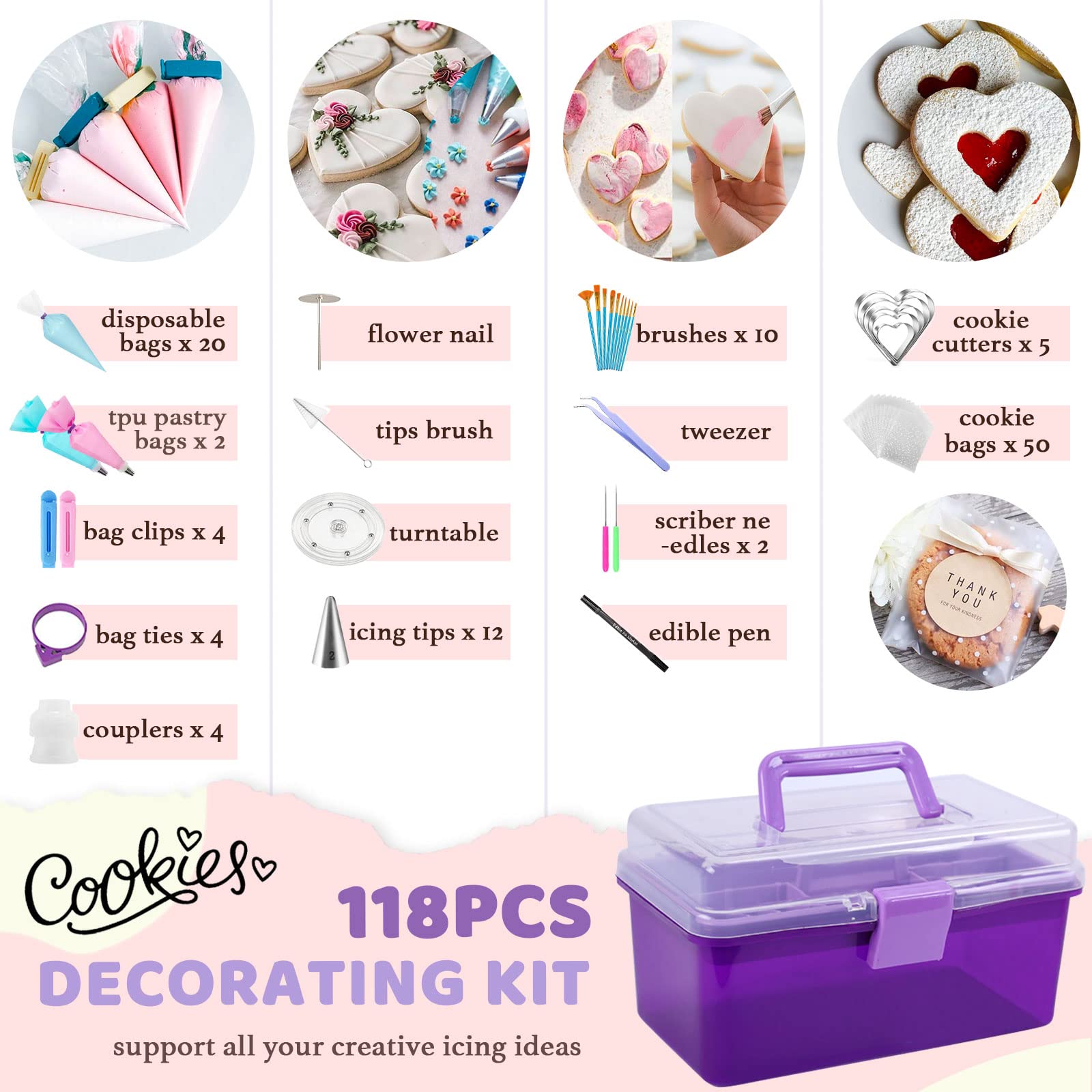 LUSHYUM royal sugar piping bags and tips for precise, professional-looking icing