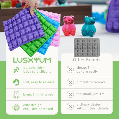 LUSHYUM easy-release silicone mold ensures flawless bears during unmolding.