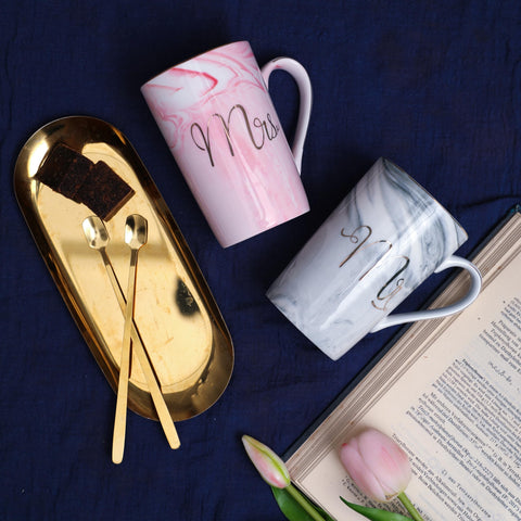Luspan engagement gift for couples with Mr and Mrs mugs.
