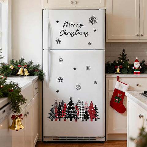 LUUFILx red-green Christmas magnets featuring trees and snowflakes for durable decor