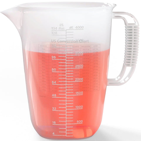 Luvan 1-gallon measuring pitcher side view shows durable design and grip