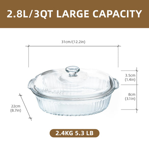 Luvan 3qt glass baking dish suitable for microwave reheating and family meals