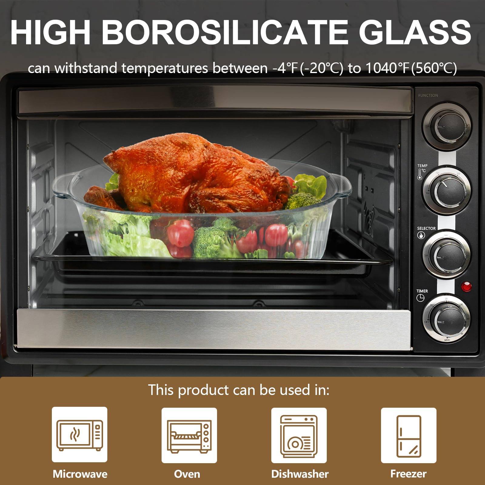 Luvan clear borosilicate casserole shows contents clearly and resists stains