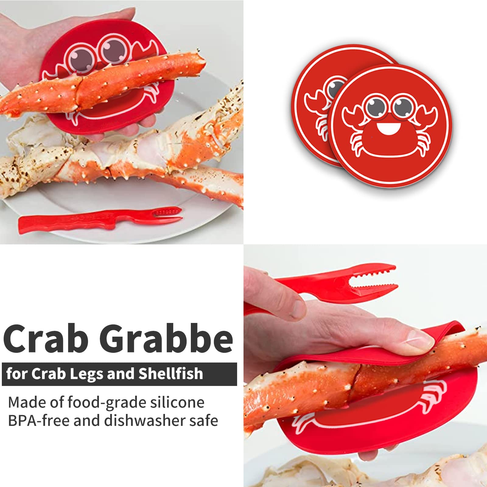 Luvan crab grabbers fold for safe handling of hot crab legs.