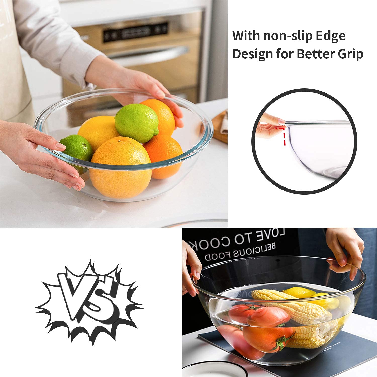 Luvan airtight lid on glass bowl for airtight freshness.