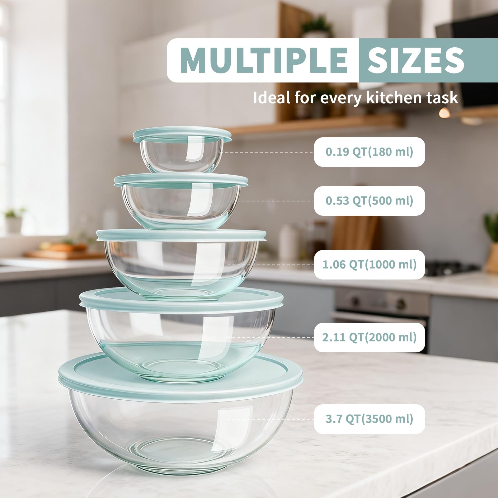 Luvan 1.1 qt bowl with lid for precise mixing