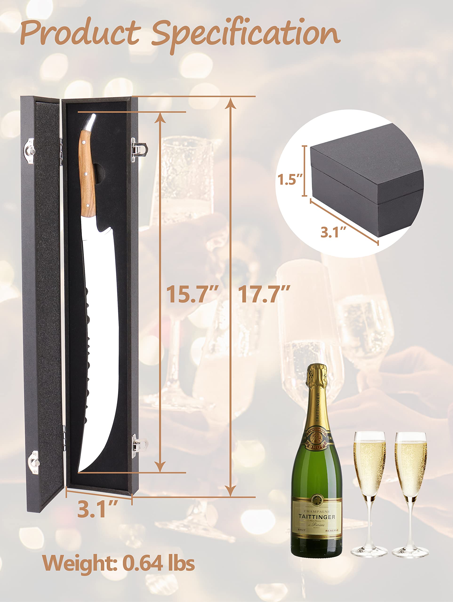 LUVCOSY ergonomic handle fits securely for confident sabrage