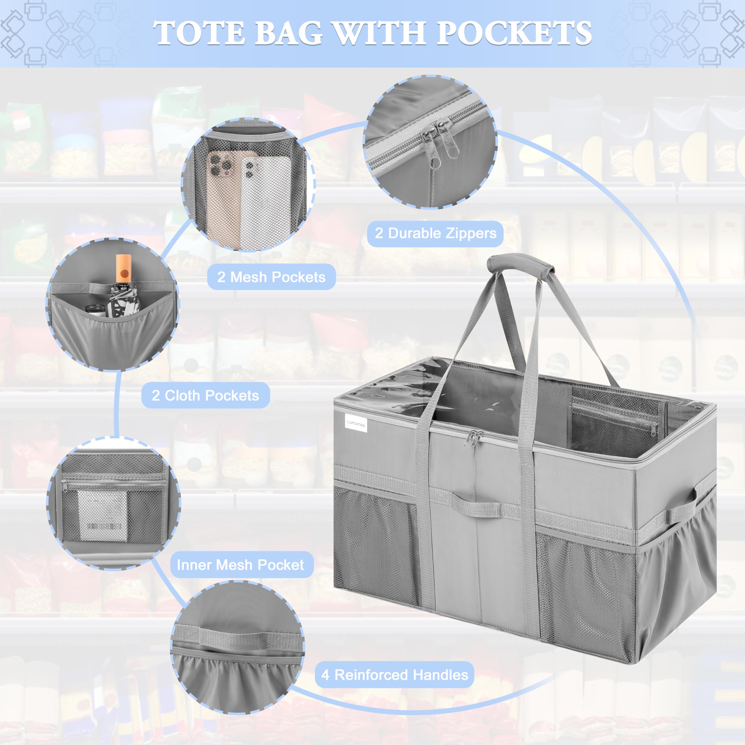 LUVHOMEE tote folded flat for compact storage